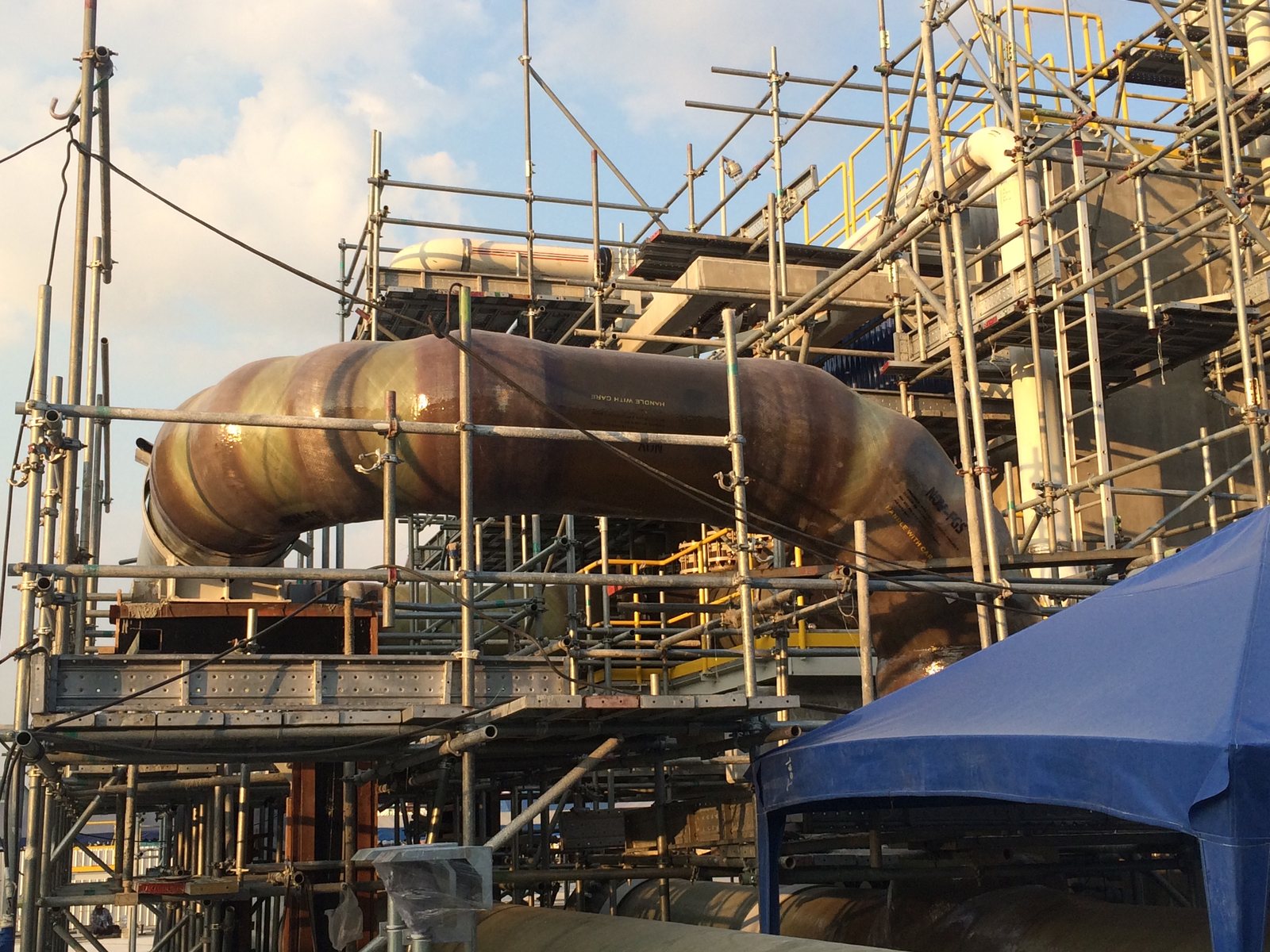 Scaffolding surrounding process equipment
